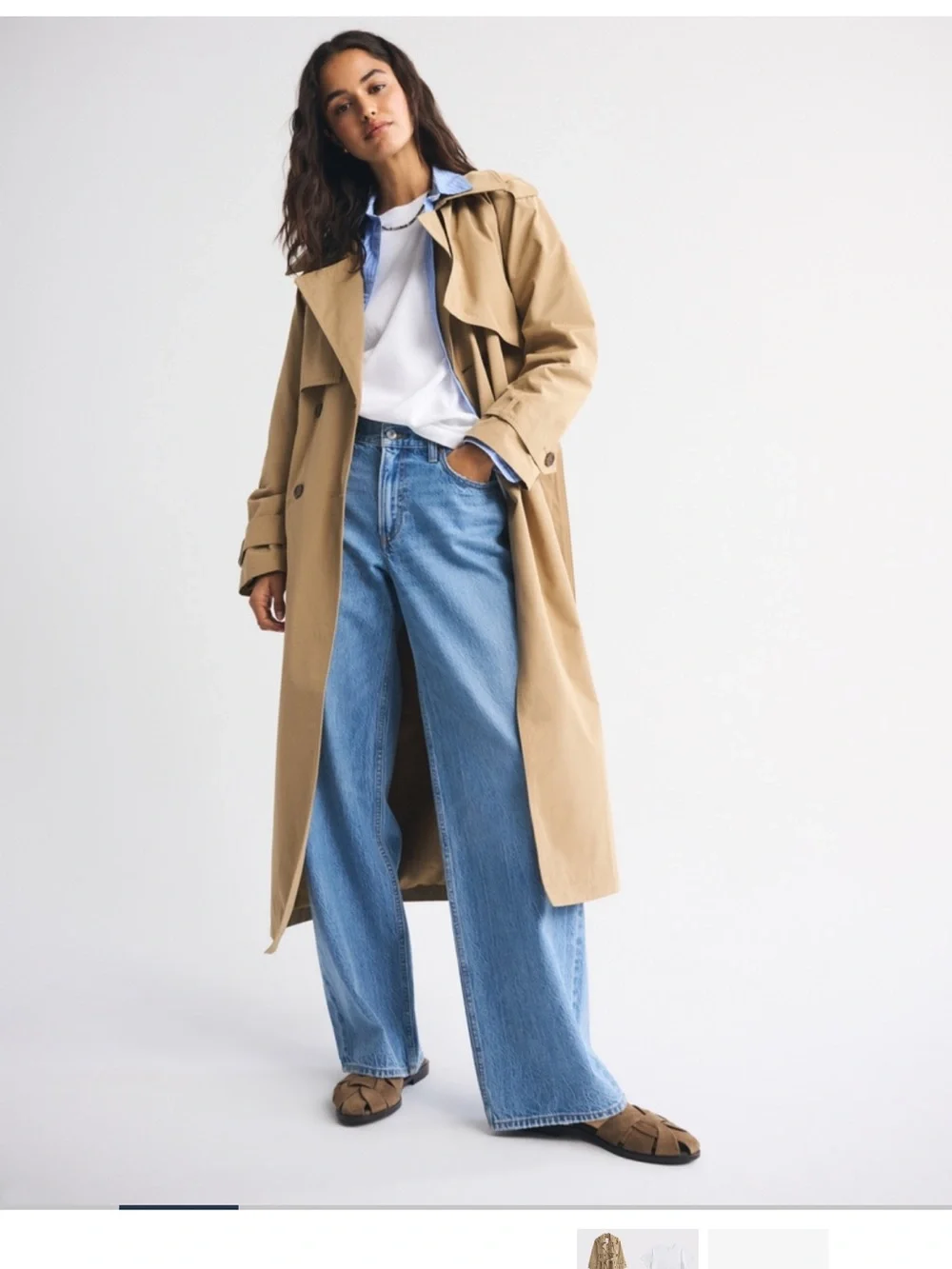 Abercrombie & Fitch Tan Belted Trench Coat - Picture 2 of 4